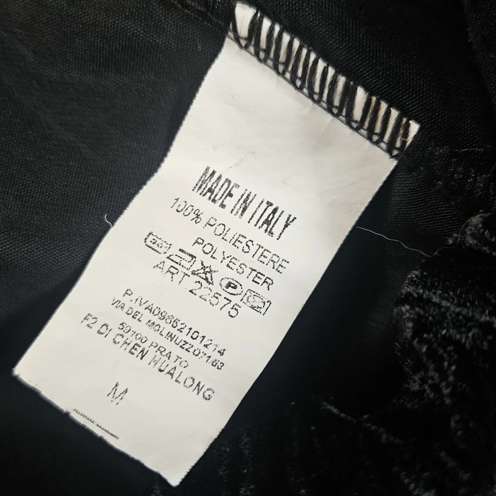 Made In‎ Italy Velvet Pants Womens Medium Black Stretchy Whimsy Goth Wide Leg - Picture 9 of 9